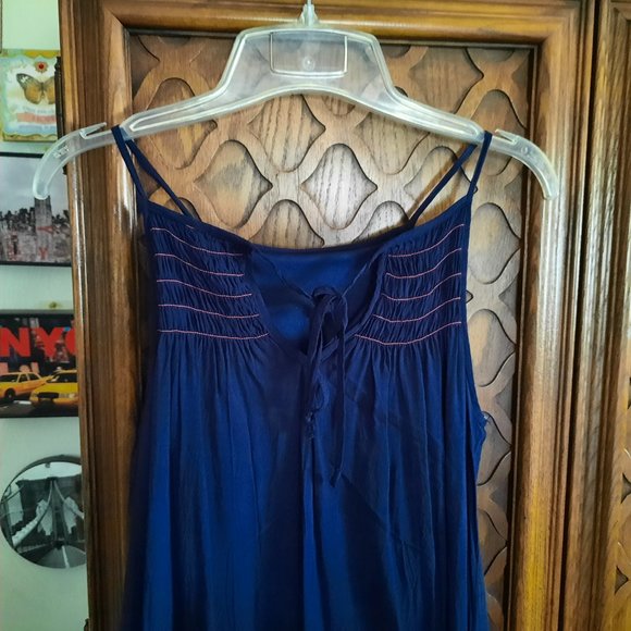 Vintage Bohemian Embroidered Halter Sundress - Navy, Size S - Picture 9 of 16